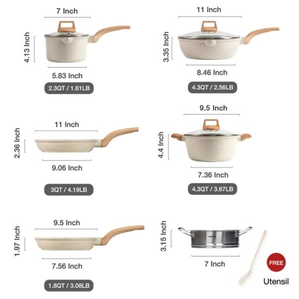 Marble Non-Stick Aluminum Cookware Set